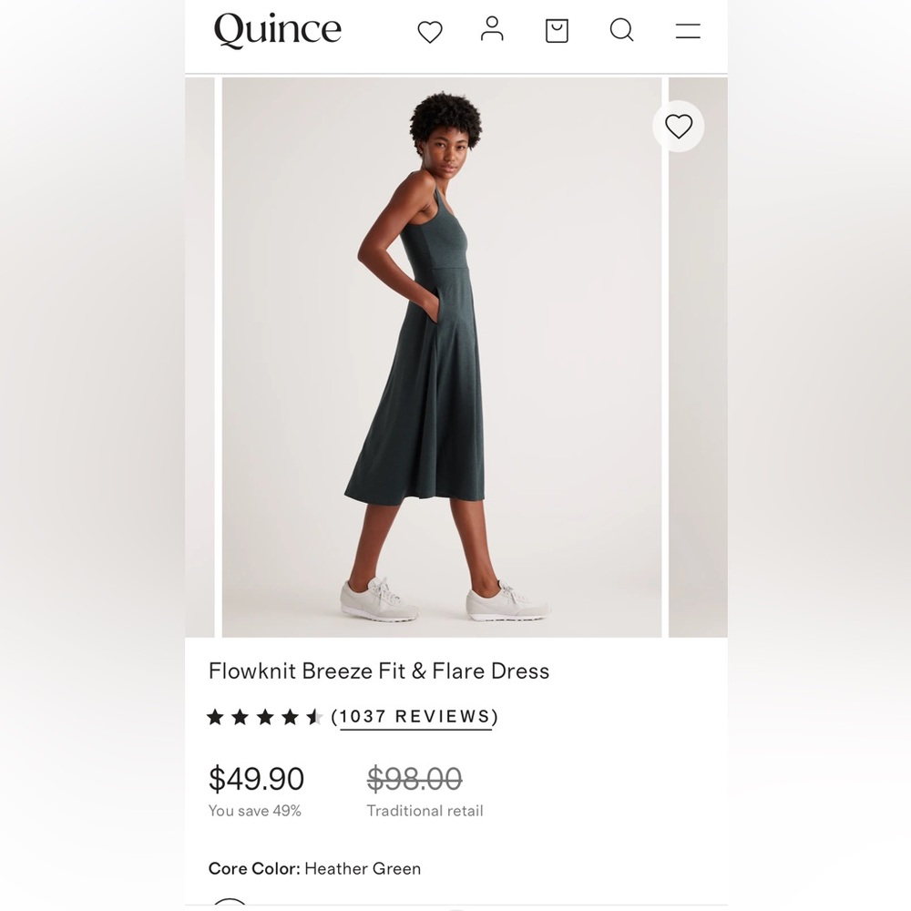 Quince Flowknit Breeze Fit & Flare Dress - Heather Green